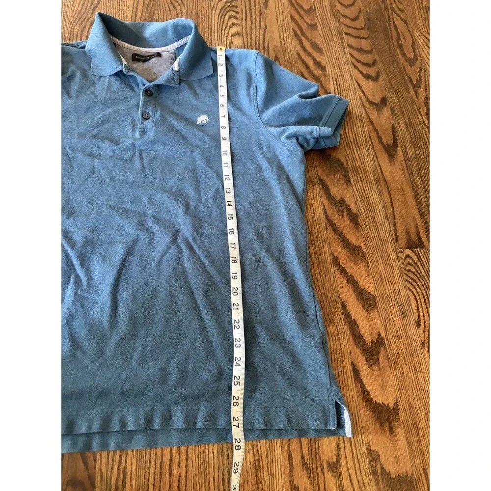 Banana Republic Mens Large Oceanic Blue Polo Shirt Elephant Logo Cotton‎ Pique